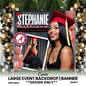 Graduation Banner, Grad Party Decor, Graduation Party Backdrop, Graduation Event, 2025 Grad Party, Class of 2025 Senior Event, DIY Canva