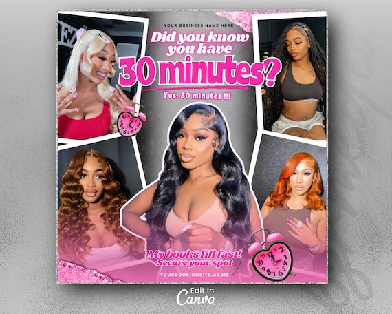 Booking Flyer, Hair Flyer, Wig Flyer, Book Now Flyer, Books Open Flyer, Calendar Flyer, Trending Beauty Flyer
