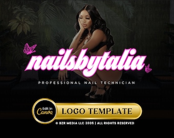 Logo DIY Beauty, luksusowy różowy szablon logo, projekt logo kosmetyczki, szablon DIY Canva, branding, szablon logo Hair MUA Lash Nails