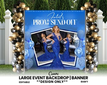 Prom Send Off Banner, Grad Party Decor, Prom Party Backdrop, Graduation Canva Template, 2025 Prom Send Off, Class of 2025 Prom Grad Party