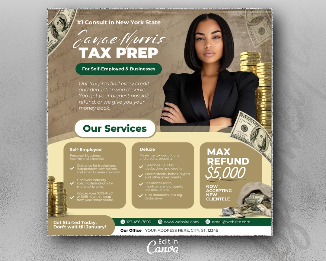 Tax Prep Flyer, Tax Preparation, Tax Season Flyer, Accountant Flyer,  Corporate Business, Credit Repair, Tax Consultation, Tax Flyer Template -  Etsy