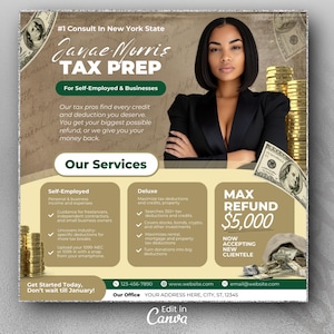 Tax Prep Flyer, Tax Preparation, Tax Season Flyer, Accountant Flyer, Corporate Business, Credit Repair, Tax Consultation, Tax Flyer Template
