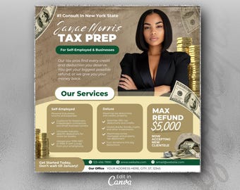 Tax Prep Flyer, Tax Preparation, Tax Season Flyer, Accountant Flyer, Corporate Business, Credit Repair, Tax Consultation, Tax Flyer Template