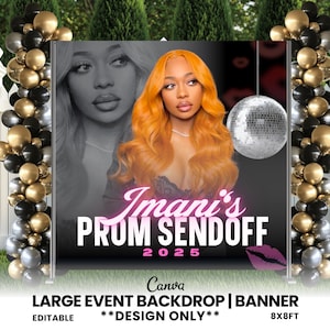 Banner de despedida de graduación, decoración para fiesta de graduación, fondo para fiesta de graduación, plantilla de Canva para graduación, despedida de graduación de 2025, fiesta de graduación de la generación de 2025