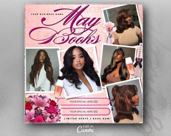 May Booking Flyer, Mothers Day Booking Flyer, May Hair, May Books Open, May Appointment Flyer, May Book Now, May Lashes Nail Braid Wig Flyer