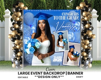 Graduation Banner, Grad Party Decor, Graduation Party Backdrop, Graduation Event, 2025 Grad Party, Class of 2025 Senior Event, DIY Canva