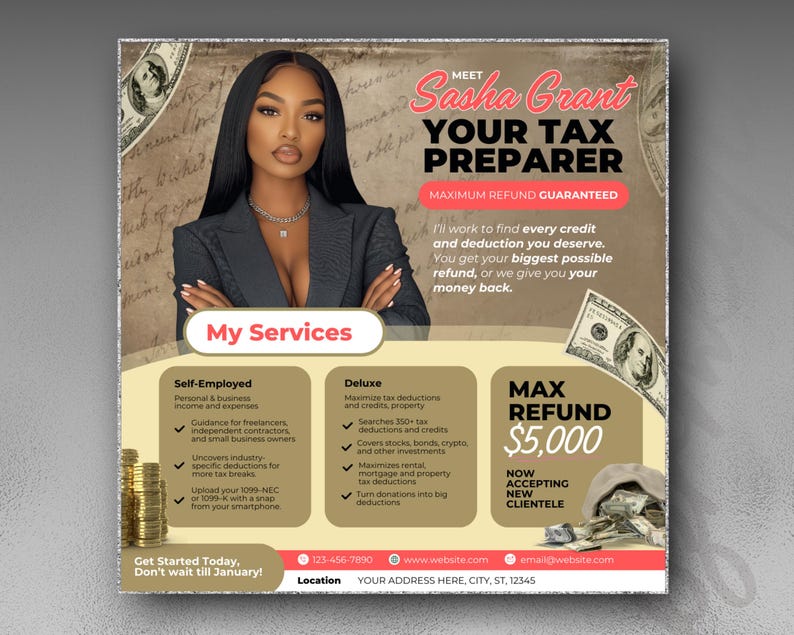 Fresh Look at Tax Prep Flyer Tax Preparation Tax Season Flyer Accountant Flyer