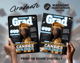 Class of 2025, Graduation Invite, Graduation Magazine Cover, Grad Magazine, Graduation Invitation, Graduation Banner, Grad Party Invite