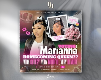 Homecoming Flyer, Vote Homecoming, HOCO Flyer, Homecoming Queen Flyer, Homecoming King Flyer, Homecoming Class Campaign Flyer, DIY Canva