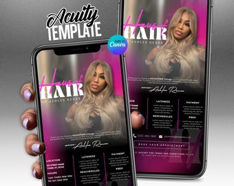 Acuity Scheduling Template, Acuity Booking Site, Acuity Scheduling Template Brow Tech, Hair Stylist, Lash Tech, MUA, Acuity Canva Template