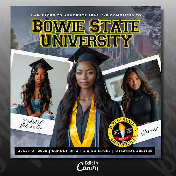 Graduation Flyer, College Decision Day Flyer, Senior Graduate, Social Media College Announcement, College University Commitment, DIY Canva