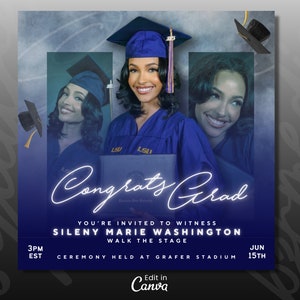 Graduate Flyer, Graduation Party, Graduation Invitation, Congrats to the Graduate flyer, Class of 2025 flyer, Grad Announcement, DIY Canva