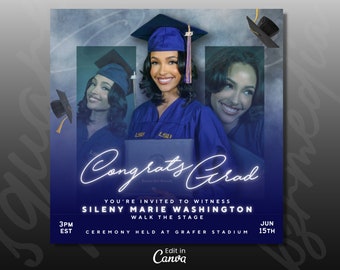 Graduate Flyer, Graduation Party, Graduation Invitation, Congrats to the Graduate flyer, Class of 2025 flyer, Grad Announcement, DIY Canva