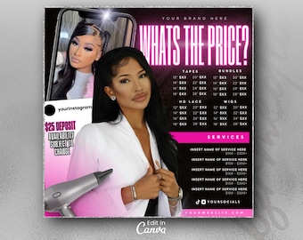 Price List, Price List Flyer, Price List Template, Hair Price List, Wig Bundle Price List, Nail Price List, Braid Price List, Service Menu
