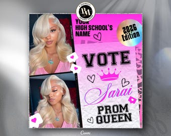 Vote Prom Flyer, Prom Campaign Flyer, Vote Prom Campaign Flyer, Class Campaign Flyer, Election Flyer Homecoming Flyer DIY Canva