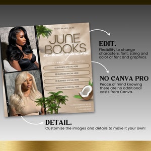 June Booking Flyer, Summer Beauty Flyer, Now Booking June, Summer Season Flyer, Hair Loc Braid Flyer, Lash Flyer, June Books Open, DIY Canva image 4