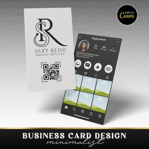 Carte de visite Instagram, carte de visite IG, carte de visite Lash Tech, carte de visite avec code QR, modèle de carte de visite Instagram, bricolage canva