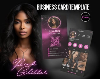 Instagram Visitenkarte, IG Visitenkarte, Lash Tech Visitenkarte, QR-Code Visitenkarte, Instagram Visitenkarte Template, Canva DIY