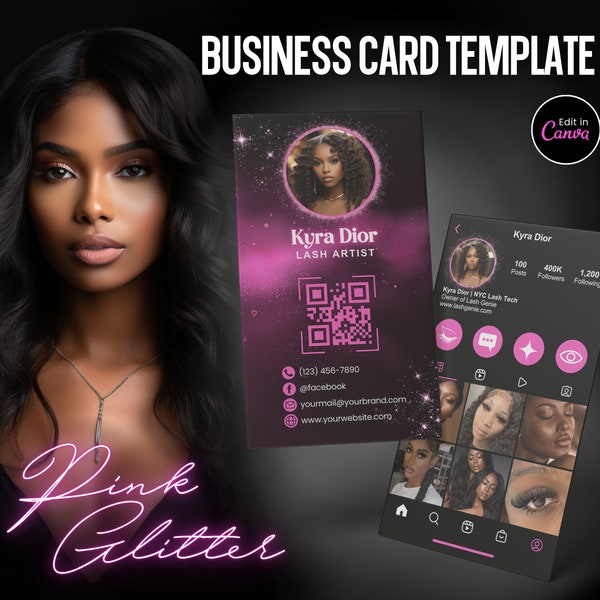 Instagram Business Card, IG Business Card, Lash Tech Business Card, QR code Business Card, Instagram Business Card Template, Canva DIY