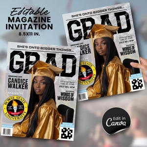 DIY College Send Off, Graduation Invite, Grad Magazine Cover, Farewell Party Invite, DIY Trunk Party, Grad Invitation, Goodbye Grad Party