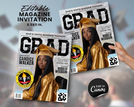 DIY College Send Off, Graduation Invite, Grad Magazine Cover, Farewell Party Invite, DIY Trunk Party, Grad Invitation, Goodbye Grad Party