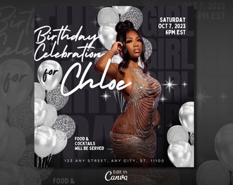 Birthday Party Flyer, Birthday Flyer, Taurus Flyer, Party Flyer, Birthday Party Invitation, Girl Birthday Flyer,Birthday Bash,Canva Editable