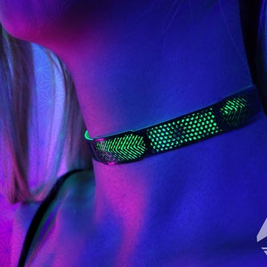Mini Swatch Rubber Spike Choker (Artwear, Choker, Necklace, Rave Accessories, Rave, Fluorescent, Black Light, Neon, Glow, Party)