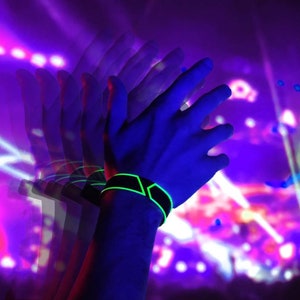 RBF UV Wristband Black Tracer(Fluorescent, Psychedelic, Band, Festival, Rave Bracelet,  Blacklight, ultra violet, kandi, Neon, trippy, glow)