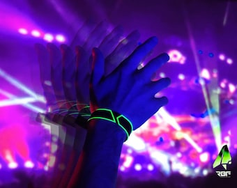 RBF UV Wristband Black Tracer(Fluorescent, Psychedelic, Band, Festival, Rave Bracelet,  Blacklight, ultra violet, kandi, Neon, trippy, glow)