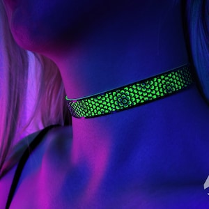 Chrysanthemum UV Choker - Rubber Ravewear (Necklace, Artwear, Reactive, Rave Accessories, Jewelry,  Fluorescent, Black Light, Neon, Glow)