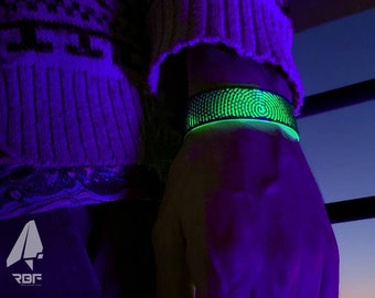 Braccialetto UV RBF Psy-Spy (Fluorescente, Psichedelico, Band, Festival, Bracciale Rave, Blacklight, ultra violet, kandi, Neon, trippy)