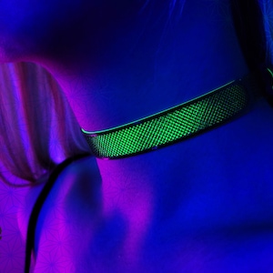 PSYilk UV Choker - Rubber Ravewear (Necklace, Artwear, Reactive, Rave Accessories, Jewelry, Fluorescent, Black Light, Neon, Glow, Party)