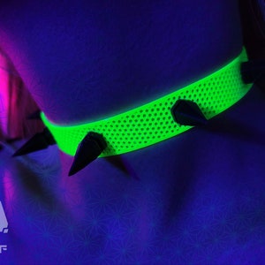 Antithesis Rubber Spike Choker (UV Reactive, Necklace, Artwear, Rave Accessories, Rave, Fluorescent, Black Light, Neon, Glow, Party)
