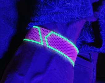RBF UV Wristband Pink Tracer(Fluorescent, Psychedelic, Band, Festival, Rave Bracelet,  Blacklight, ultra violet, kandi, Neon, trippy, glow)