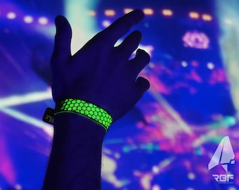 Spy-Net Rubber UV Wristband by RBF(Fluorescent, Psychedelic, Band, Festival, Rave Bracelet, Blacklight, ultra violet, kandi, Neon, trippy)