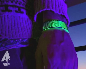 RBF UV Wristband Psy-Spy (Fluorescent, Psychedelic, Band, Festival, Rave Bracelet,  Blacklight, ultra violet, kandi, Neon, trippy)