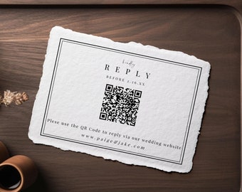 Minimalist Qr Code Response Card | Wedding Rsvp Card Template | Wedding Rsvp Qr Code Card | Minimalist Wedding Reply Card | Rsvp Online