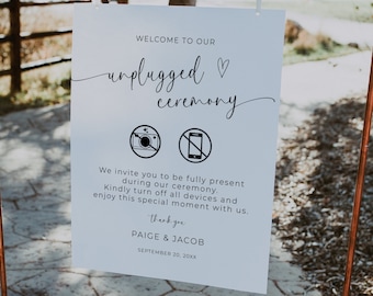 Printable Unplugged Ceremony Sign | Wedding Welcome Sign Template | Large Wedding Sign | Wedding Ceremony Sign | Instant Download | DIY M2