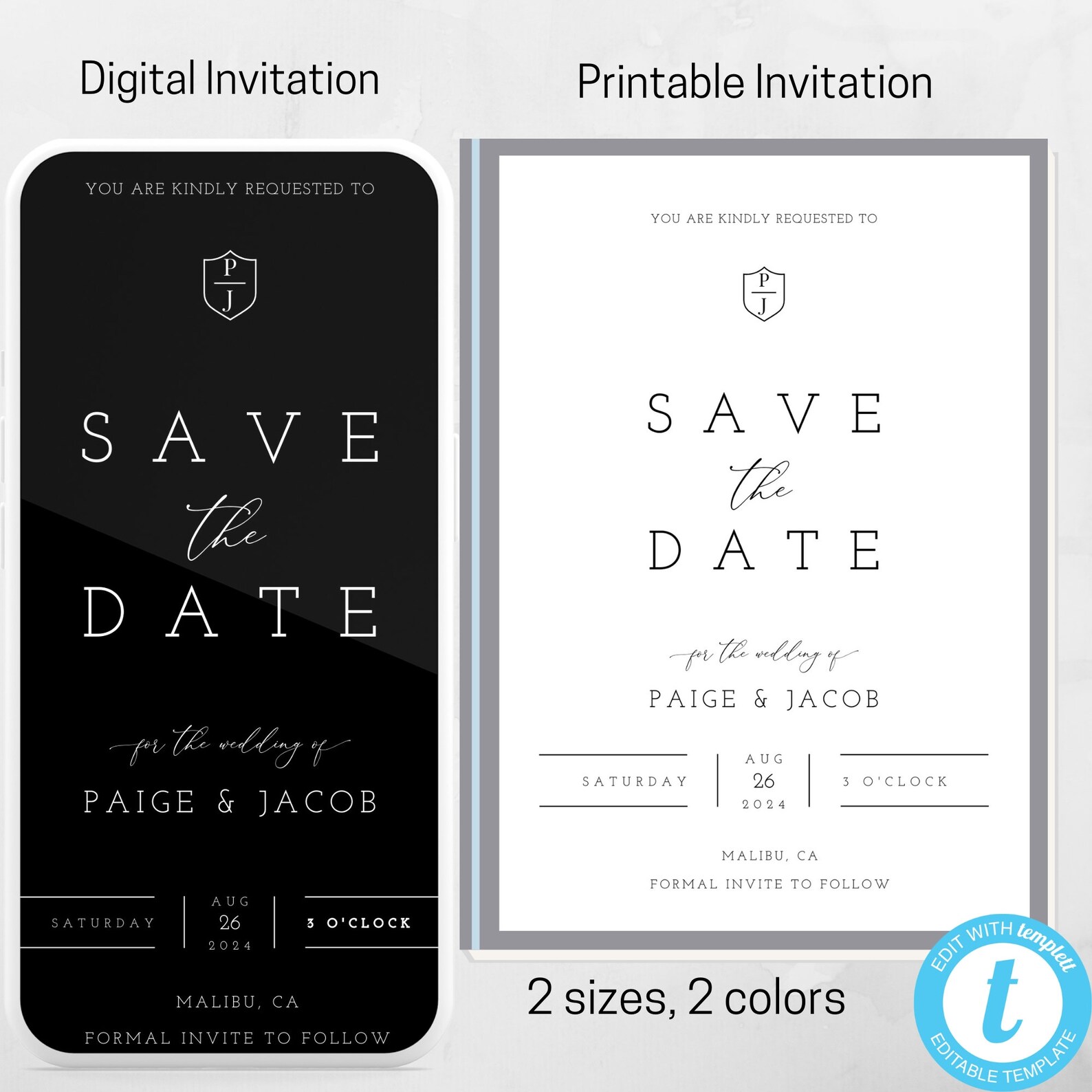 Save the Date Instant Download Printable Diy Minimal Save the Date ...