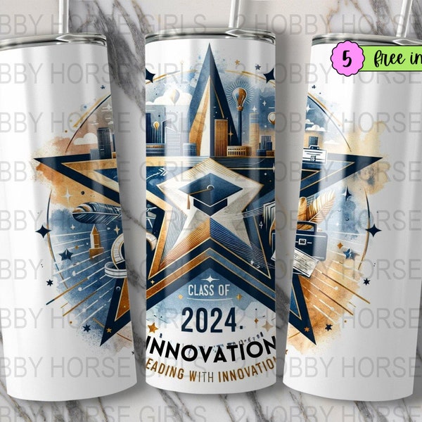 Class of 2024 Graduation Tumbler, Innovative Design, Student Gift, College Commemoration, Unique Graduate Present, Star Motif