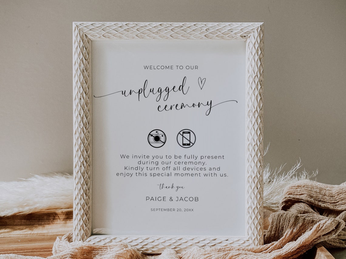 Printable Unplugged Ceremony Sign Wedding Welcome Sign Template Large ...
