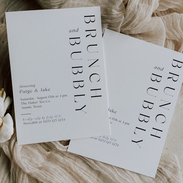 Brunch & Bubbly Bridal Shower Invitation | Wedding Shower Invite | Champagne Shower | Eucalyptus Bridal Shower Invite | Champagne Brunch S1