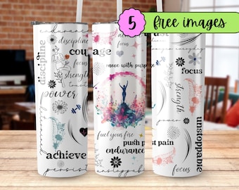 Fitness Tumbler Wrap: Motivational Quotes, Workout Design (Digital Download)