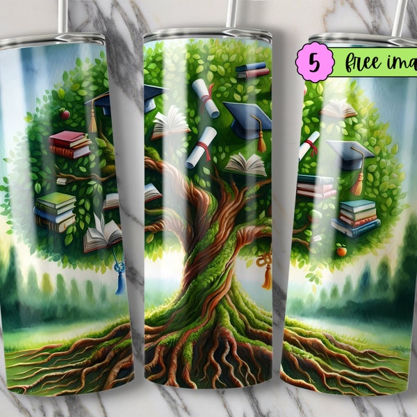 Graduation Tree Tumbler Design, Digital File for Tumblers, College Grad, Educational Art, Unique Grad Gift, Instant Download, Vibrant Art