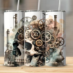 Steampunk Skull Artwork, Digital Print, Industrial Gothic Decor, Downloadable Art, Unique Home Decoration, Mechanic Fantasy Illustration