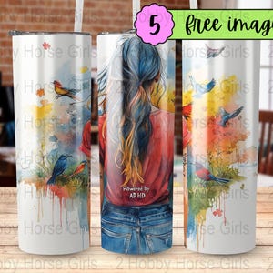 Diseño de envoltura para vaso delgado de 20 oz con tecnología de ADHD Awareness, PNG neurodivergente, diseño de sublimación, descarga digital SOLAMENTE