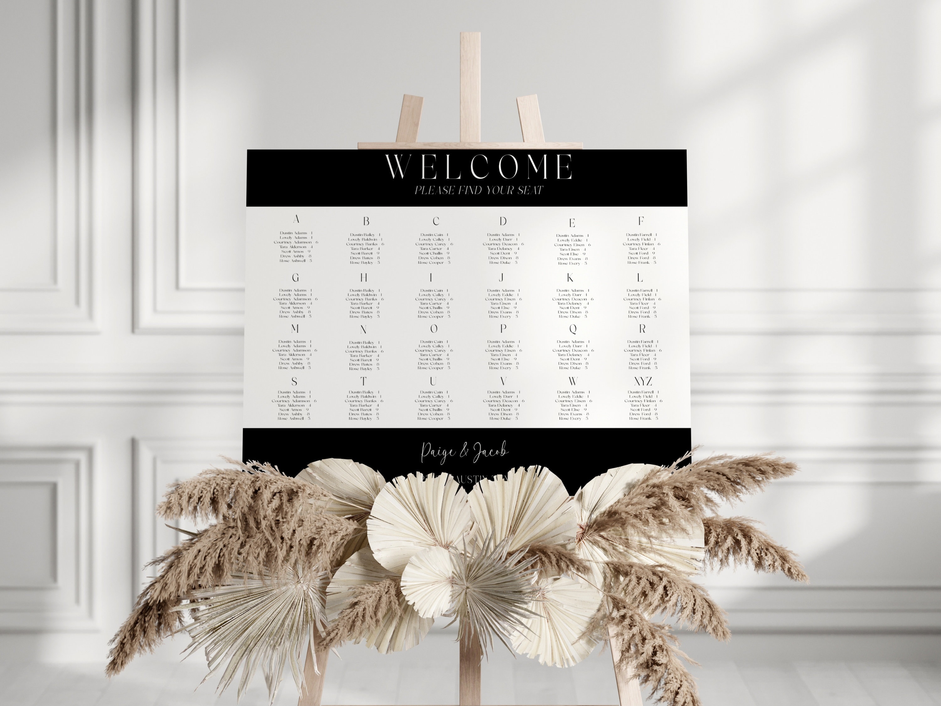Personalized Wedding Seating Chart Find Your Seat Elegant Seating Plan