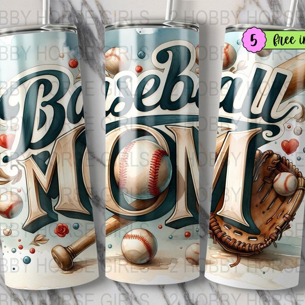 Baseball Mom Tumbler Wrap, Sports Theme Cup Design, Digital Download, DIY Tumbler Graphics, Sublimation Wrap File, Printable Cup Decal