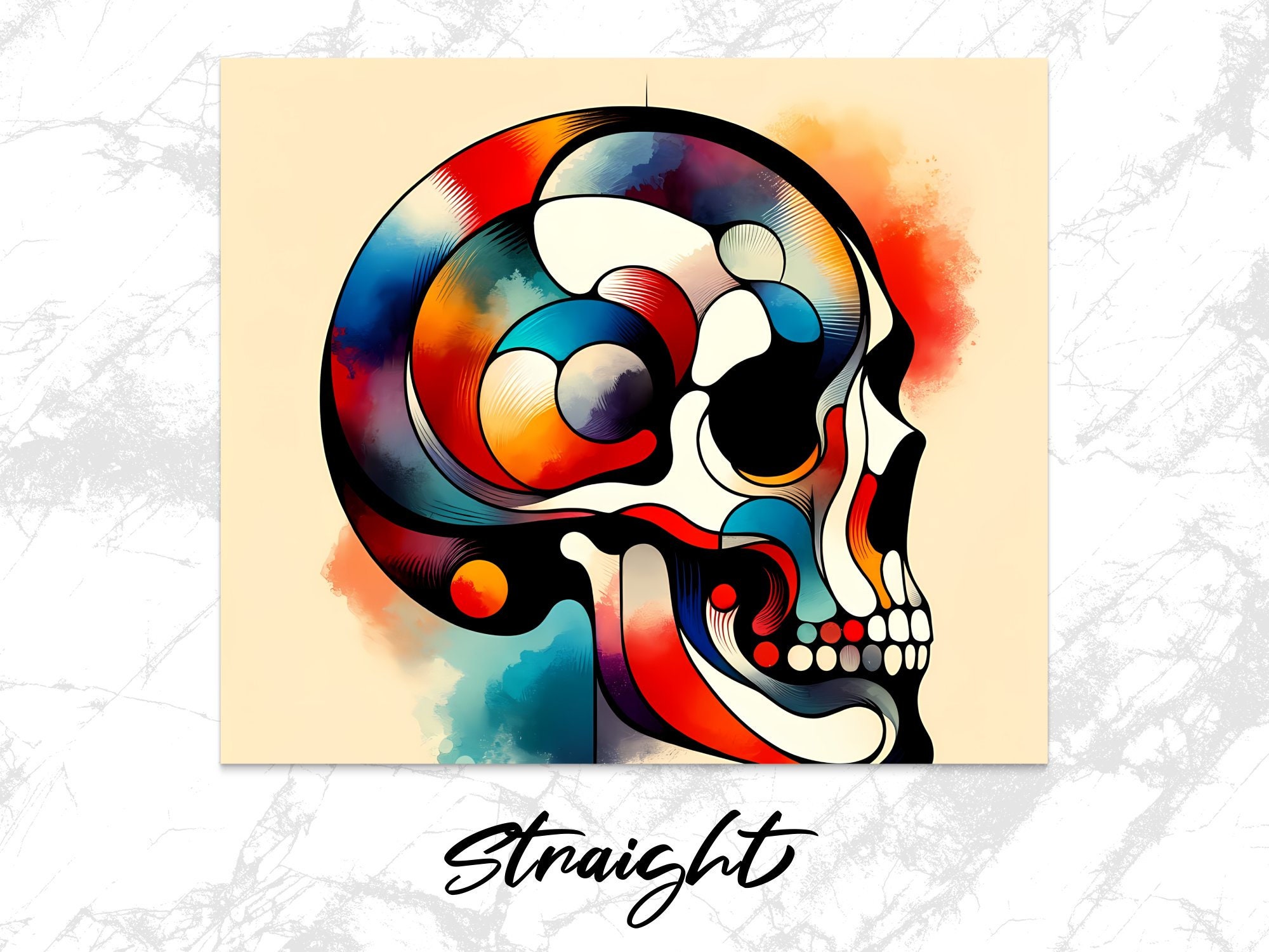 Colorful Abstract Skull Art, Digital Print, Modern Wall Decor, Instant ...