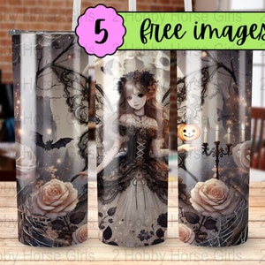 Gothic Fairy Tumbler Wrap: Dark Halloween Design (Digital File)